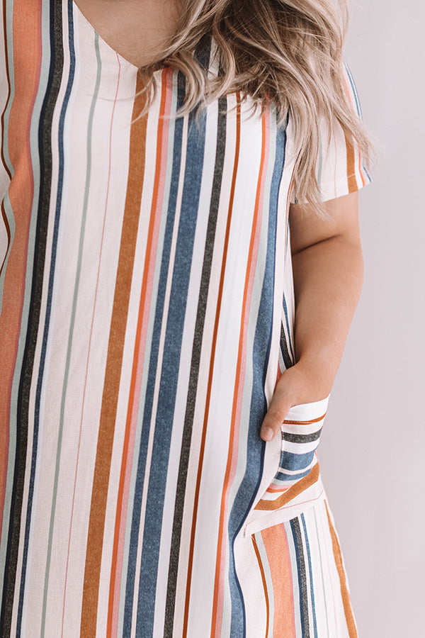 Pier Party Stripe Shift Dress in Stone Curves Image - 2