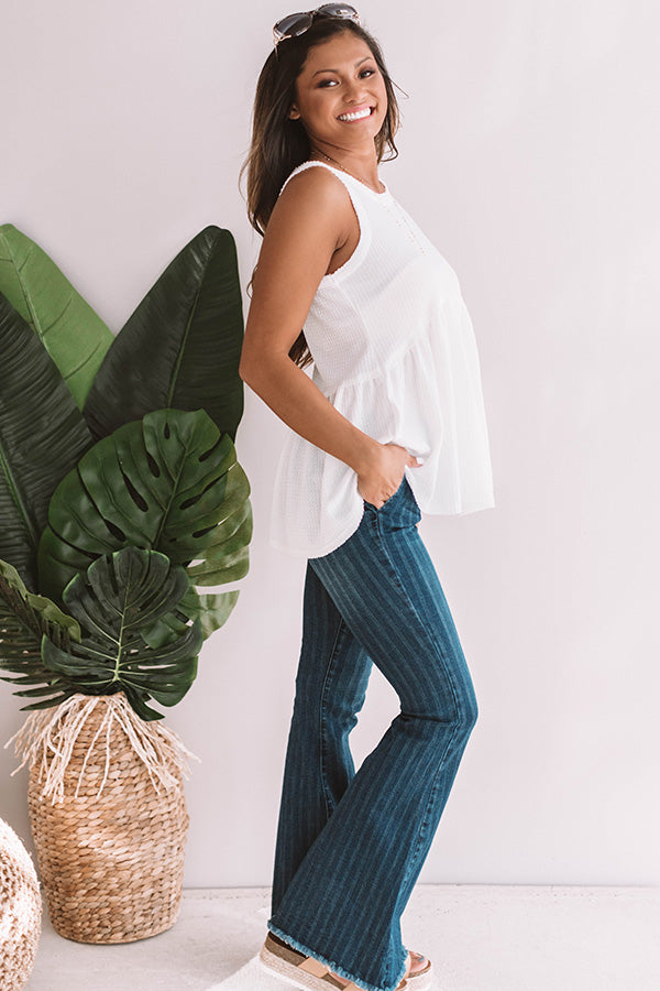 Seaside Breeze Waffle Knit Babydoll Tank Image - 3