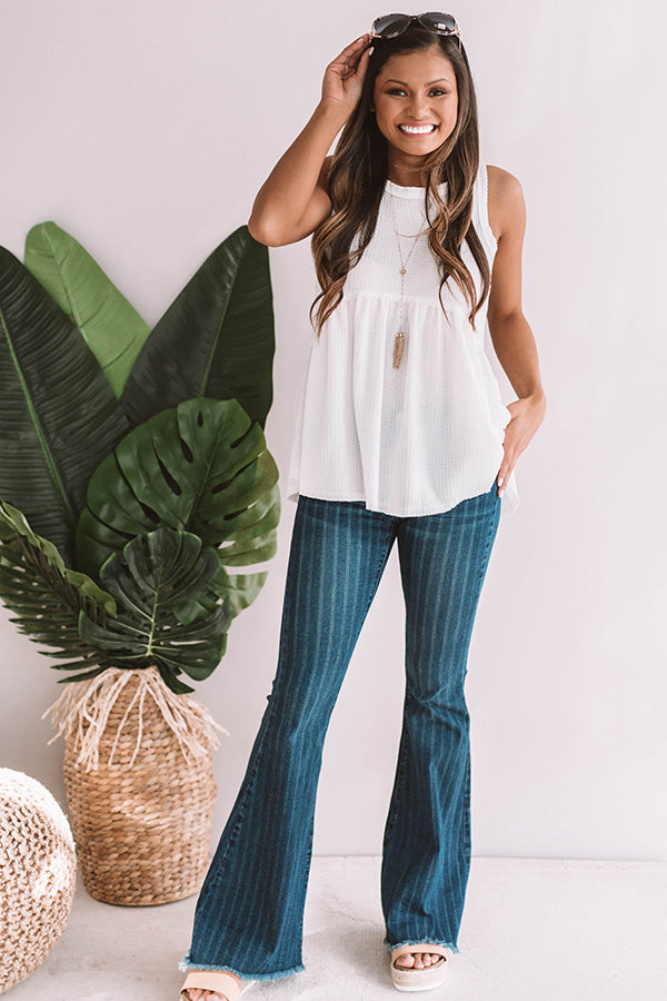 Seaside Breeze Waffle Knit Babydoll Tank Image - 2