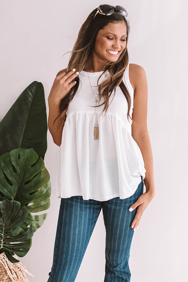 Seaside Breeze Waffle Knit Babydoll Tank Image - 1