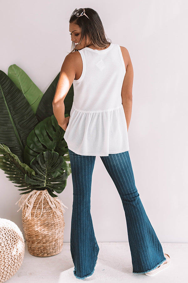 Seaside Breeze Waffle Knit Babydoll Tank Image - 5