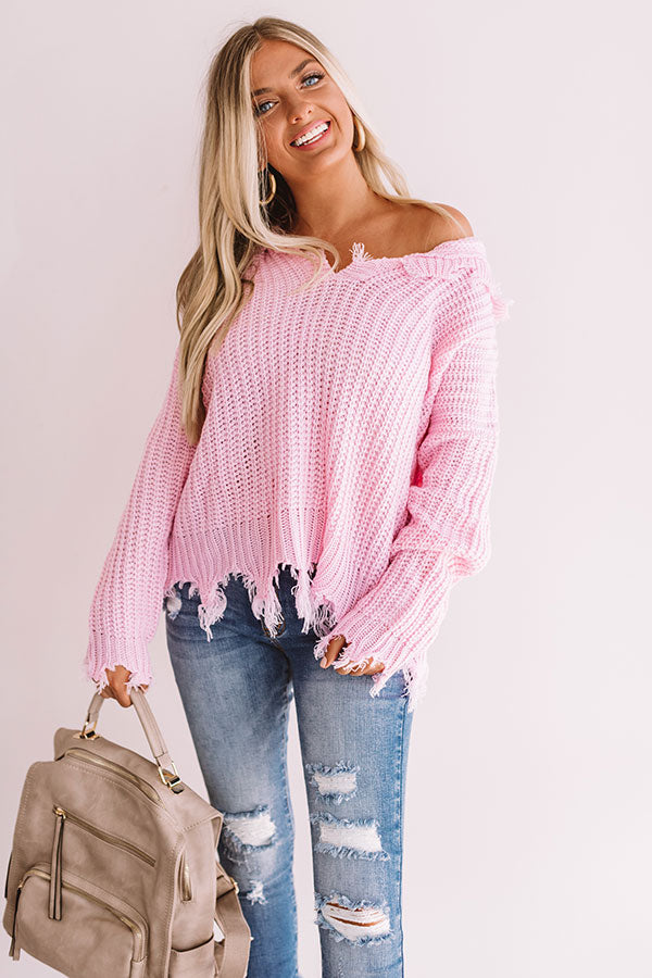 Always Fashionably Late Knitted Hoodie In Pink Image - 2