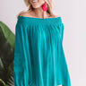 Mojitos In Mykonos Off Shoulder Top In Teal Image - 1