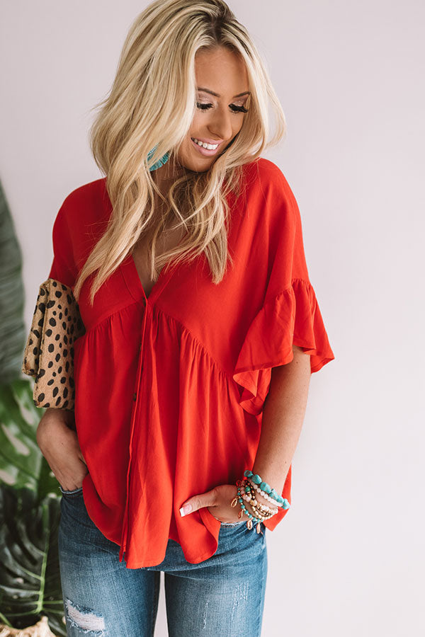 Barcelona On My Mind Babydoll Top in Scarlet Image - 5