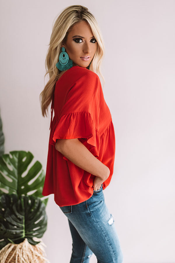 Barcelona On My Mind Babydoll Top in Scarlet Image - 3