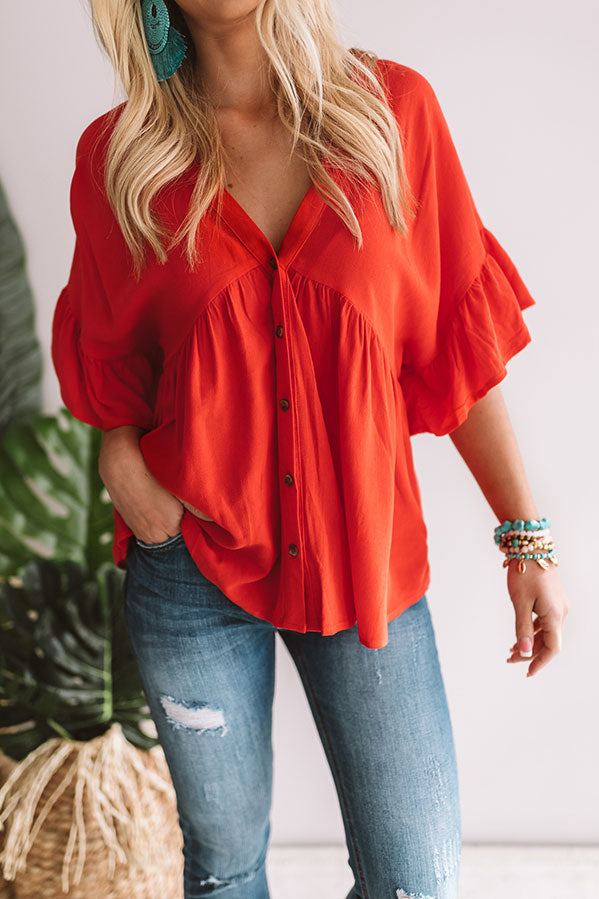 Barcelona On My Mind Babydoll Top in Scarlet Image - 2