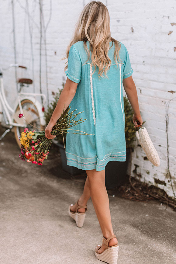 Dreaming Of Summer Embroidered Dress In Aqua • Impressions Online Boutique