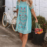 Dreaming Of Summer Embroidered Dress In Aqua Image - 1