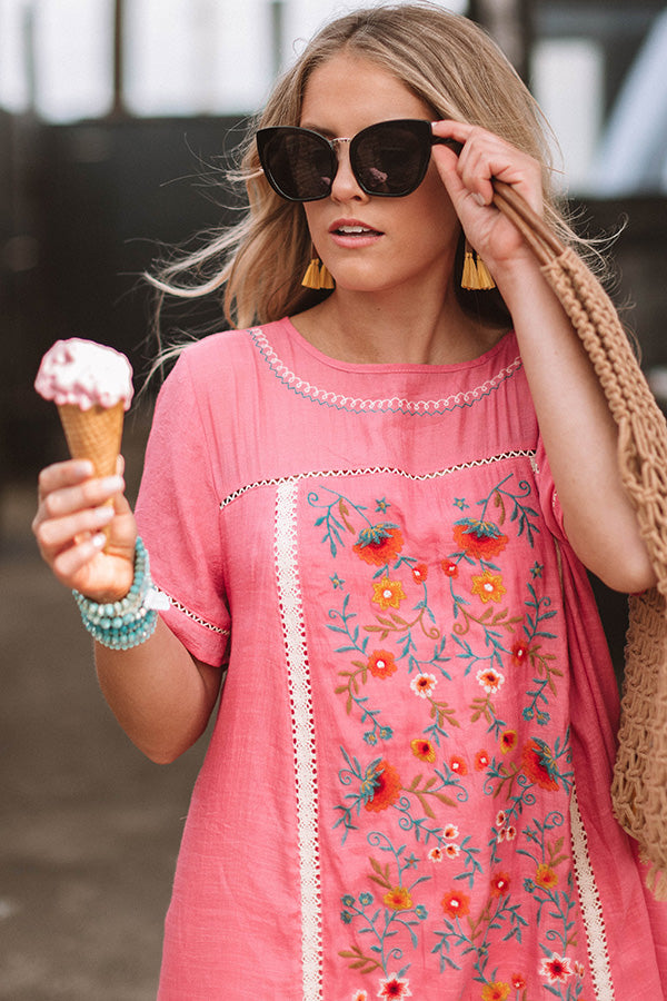 Dreaming Of Summer Embroidered Dress In Pink • Impressions Online Boutique
