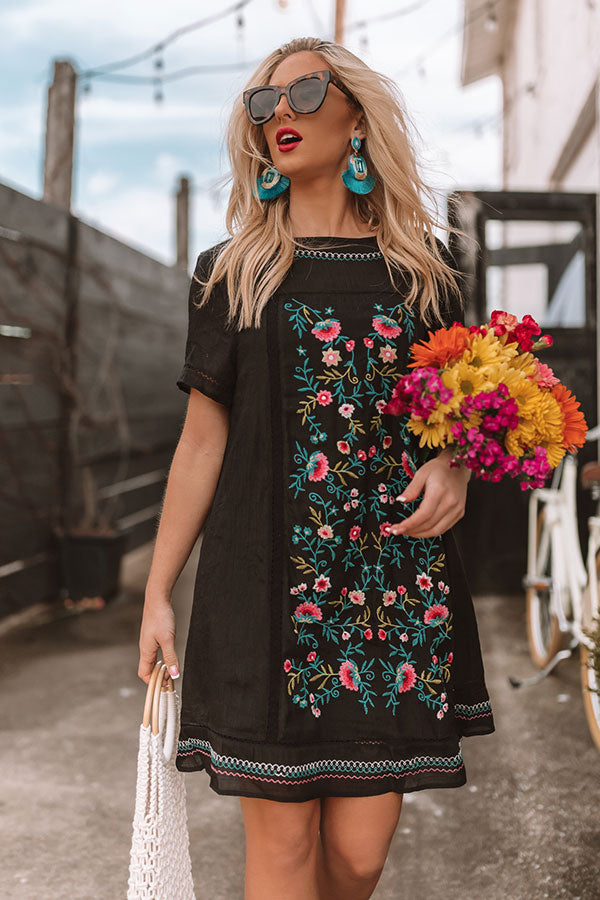Dreaming Of Summer Embroidered Dress In Black • Impressions Online Boutique