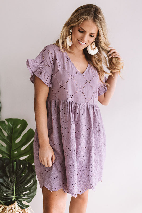 Prosecco On The Pier Eyelet Dress In Lavender Image - 3