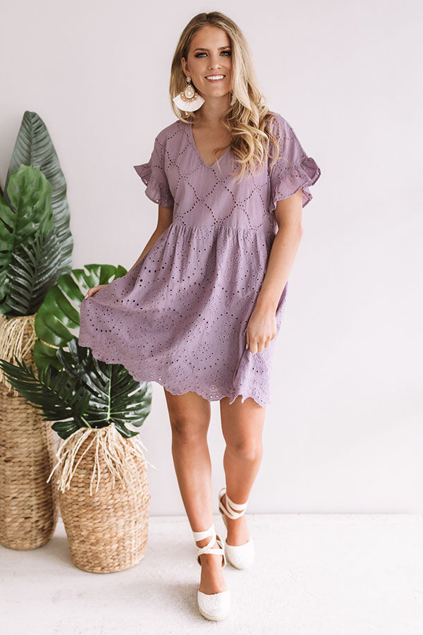 Prosecco On The Pier Eyelet Dress In Lavender Image - 1