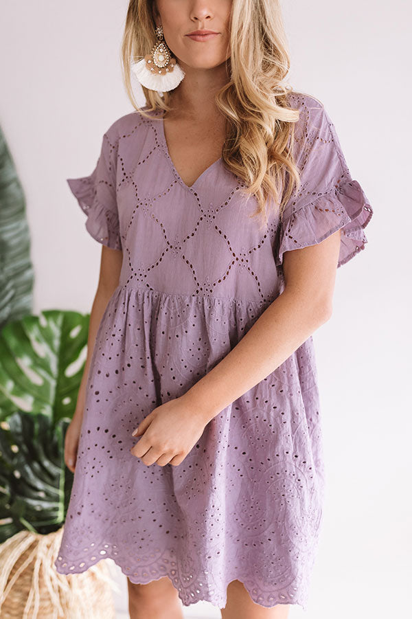 Prosecco On The Pier Eyelet Dress In Lavender Image - 2