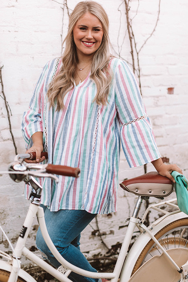 Watercolor Sunset Stripe Tunic  Curves Image - 1