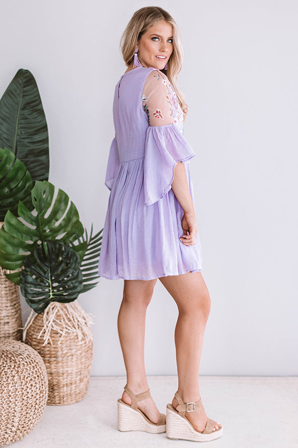 Malibu Mimosas Embroidered Shift Dress In Lavender Image - 5