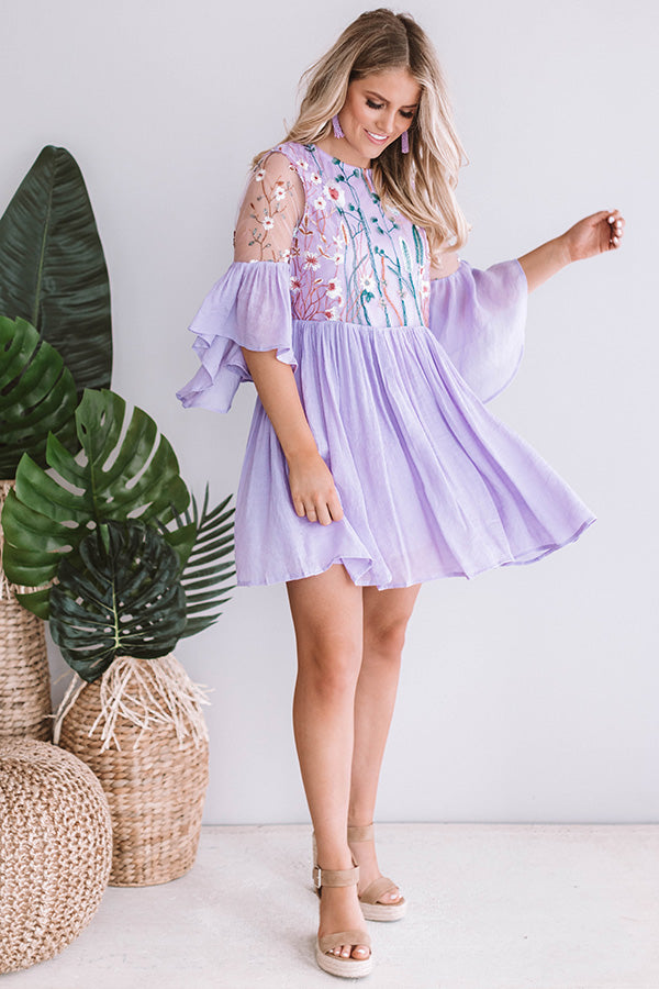 Malibu Mimosas Embroidered Shift Dress In Lavender Image - 2