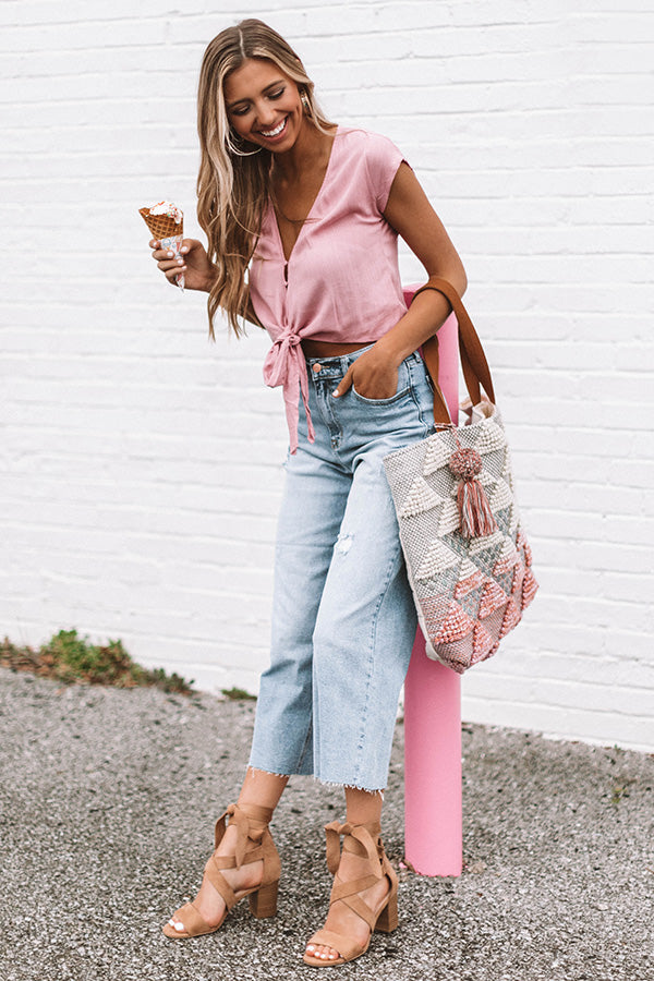 Weekend Haute Spot Tie Top In Blush Image - 1