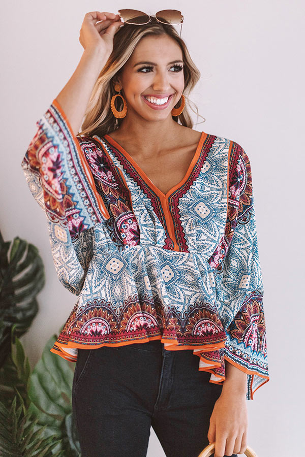 Crushing In Cabo Top In Ocean Blue Image - 1