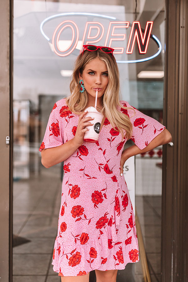 Island Sunsets Wrap Dress In Pink Image - 5