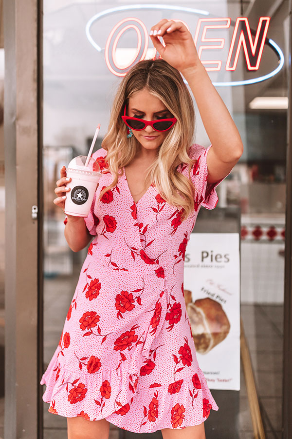 Island Sunsets Wrap Dress In Pink Image - 1