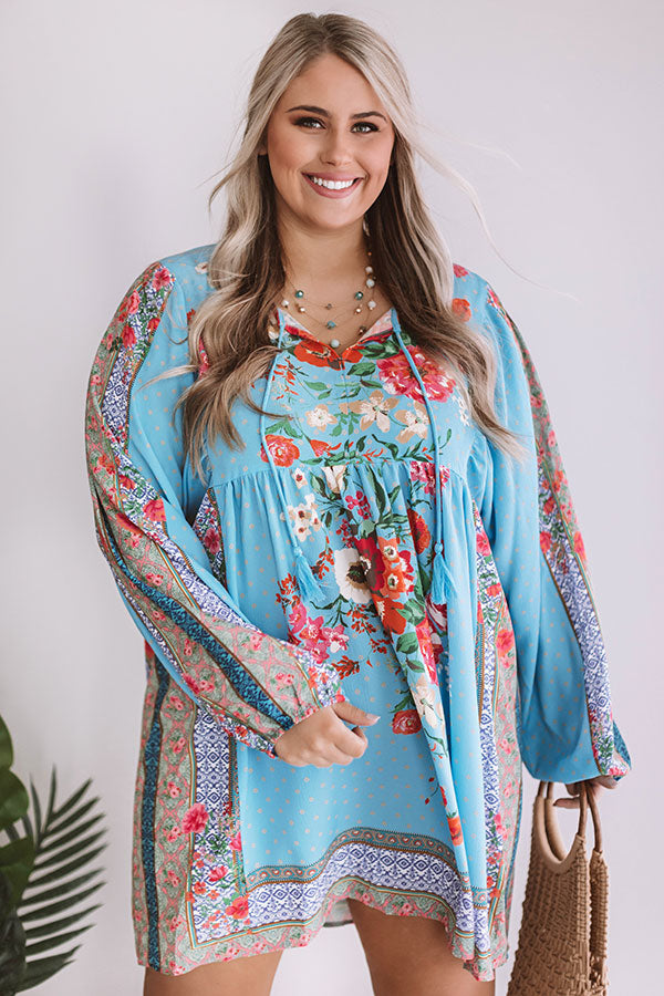 Sips And Sights Floral Babydoll Dress In Sky Blue Curves Image - 2