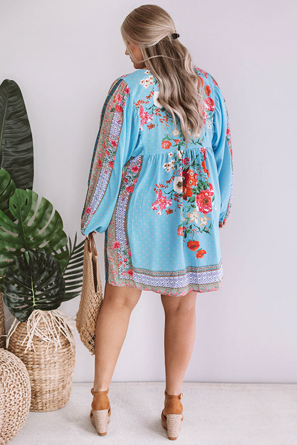 Sips And Sights Floral Babydoll Dress In Sky Blue Curves Image - 5