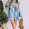 Sips And Sights Floral Babydoll Dress In Sky Blue Curves Image - 1