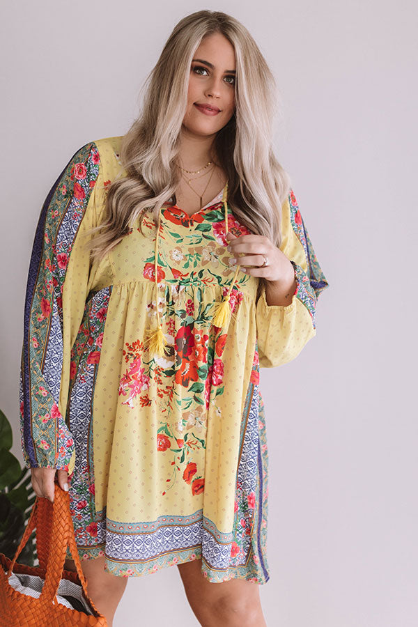 Sips And Sights Floral Babydoll Dress In Yellow  Curves Image - 2