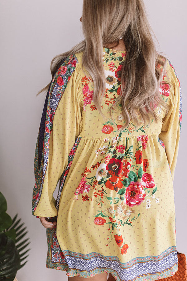 Sips And Sights Floral Babydoll Dress In Yellow  Curves Image - 5
