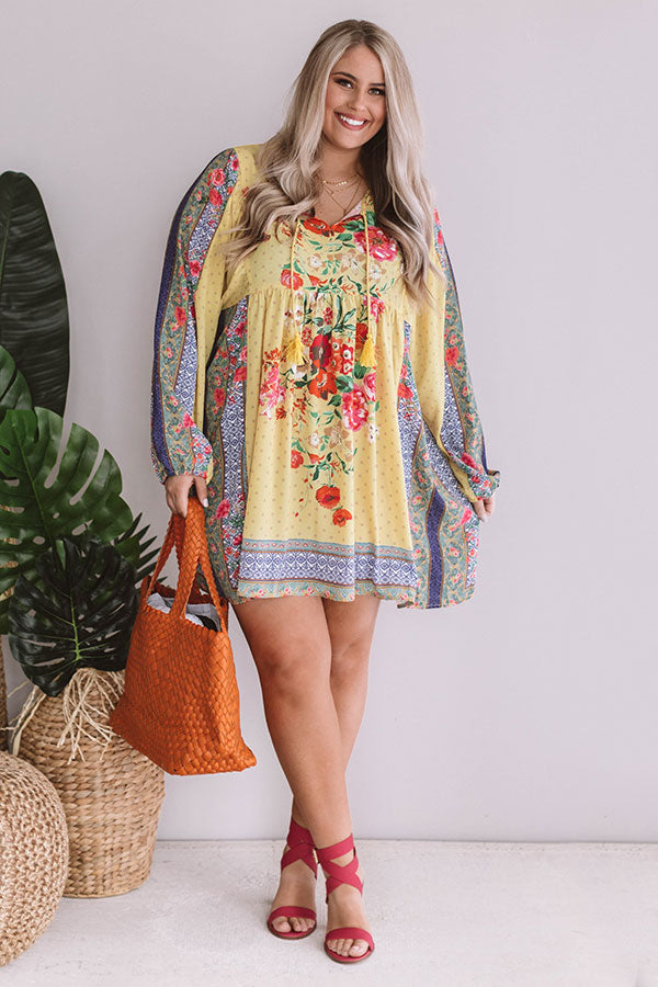 Sips And Sights Floral Babydoll Dress In Yellow  Curves Image - 1