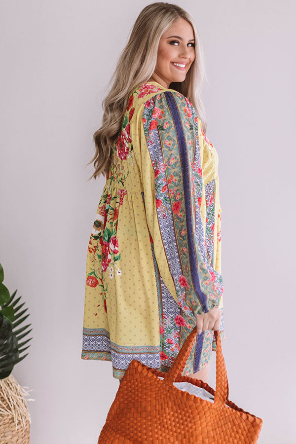 Sips And Sights Floral Babydoll Dress In Yellow  Curves Image - 3