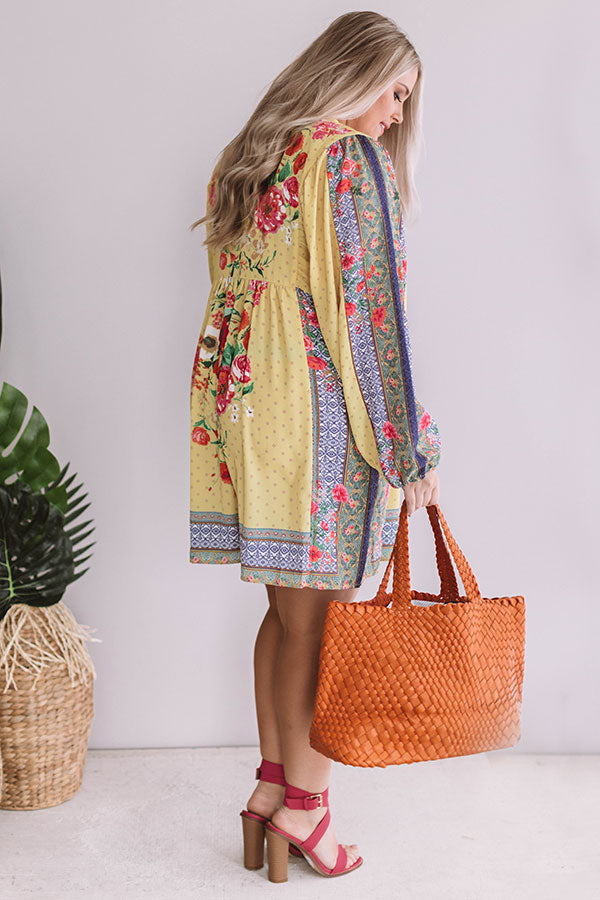 Sips And Sights Floral Babydoll Dress In Yellow  Curves Image - 4