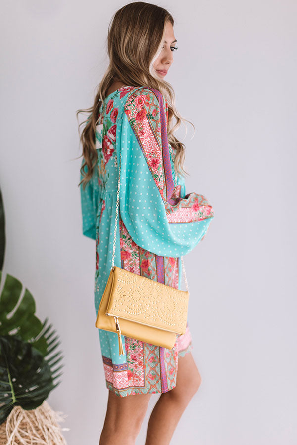 Sips And Sights Floral Babydoll Dress in Ocean Wave Image - 4