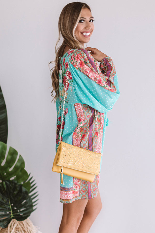 Sips And Sights Floral Babydoll Dress in Ocean Wave Image - 5