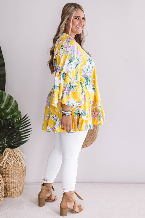 Hello, Bungalow Floral Babydoll Top In Yellow  Curves Image - 4