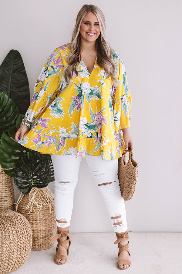 Hello, Bungalow Floral Babydoll Top In Yellow  Curves Image - 1