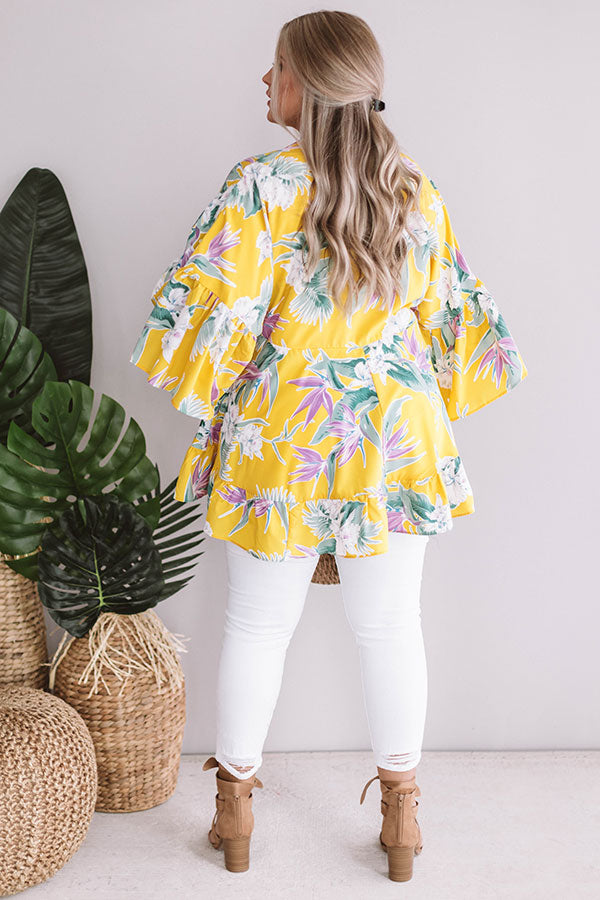 Hello, Bungalow Floral Babydoll Top In Yellow  Curves Image - 5
