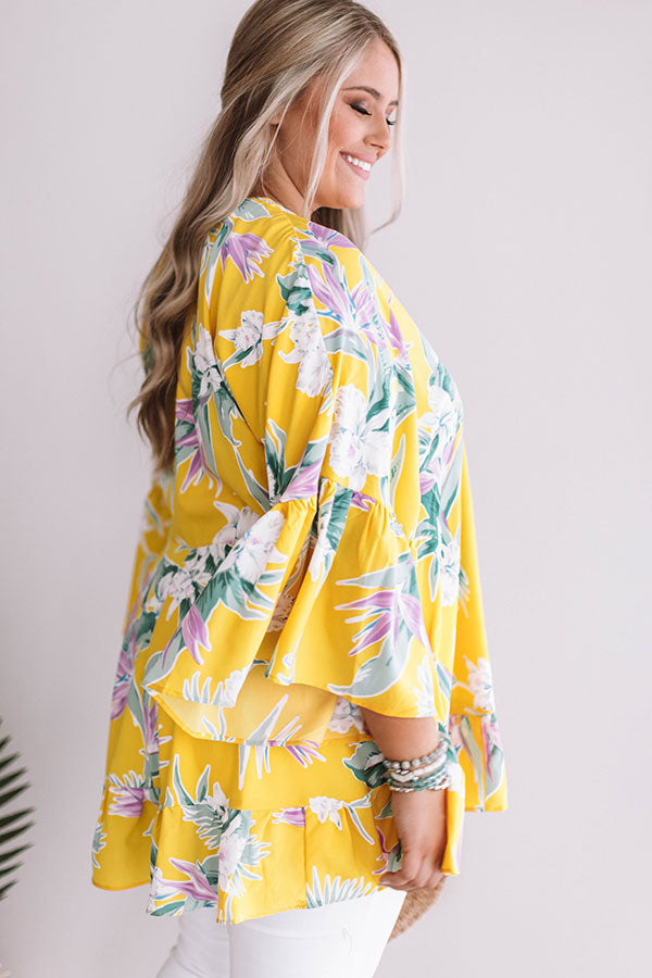 Hello, Bungalow Floral Babydoll Top In Yellow  Curves Image - 3