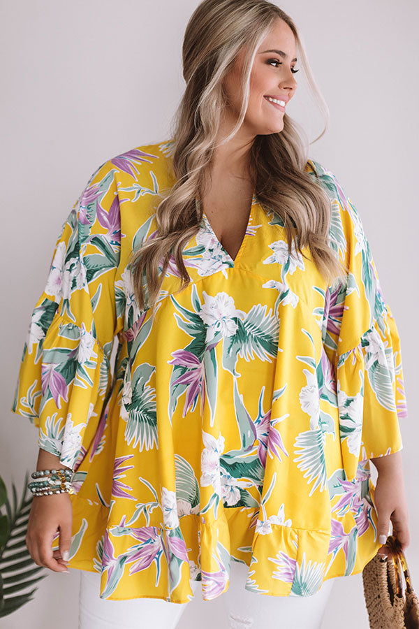 Hello, Bungalow Floral Babydoll Top In Yellow  Curves Image - 2