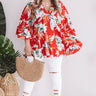 Hello, Bungalow Floral Babydoll Top In Red Curves Image - 1