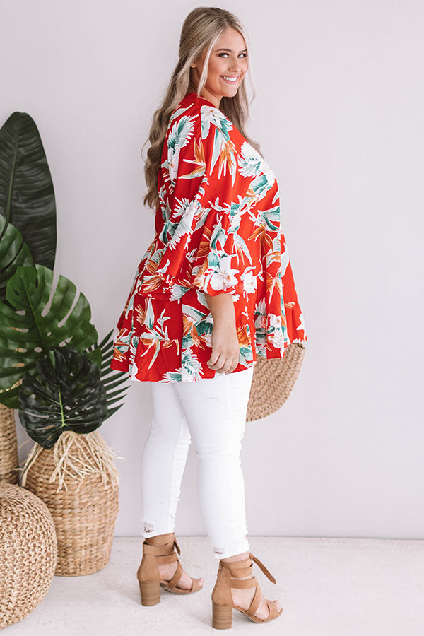 Hello, Bungalow Floral Babydoll Top In Red Curves Image - 2