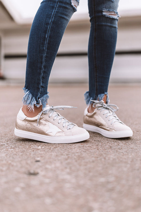 Shine Brighter Metallic Sneaker In Gold • Impressions Online Boutique