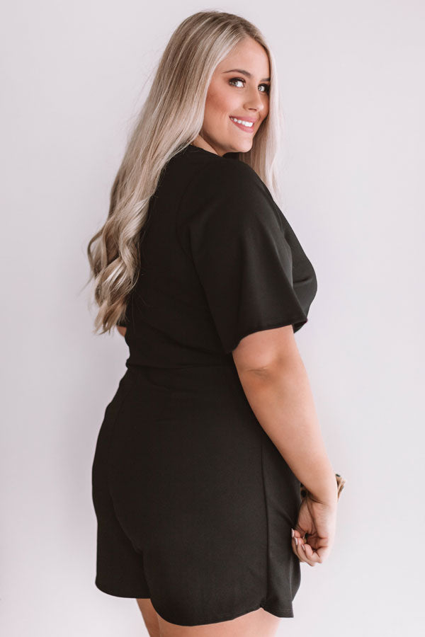 Calls For Celebration Wrap Romper In Black Curves Image - 4