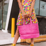 Uptown Bliss Woven Tote In Hot Pink Image - 1