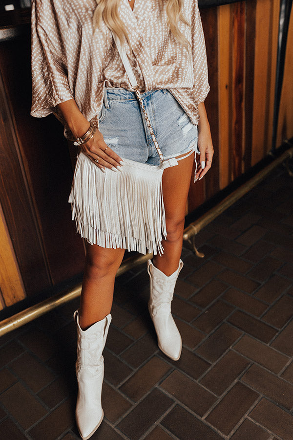 Right On Cue Fringe Crossbody In White