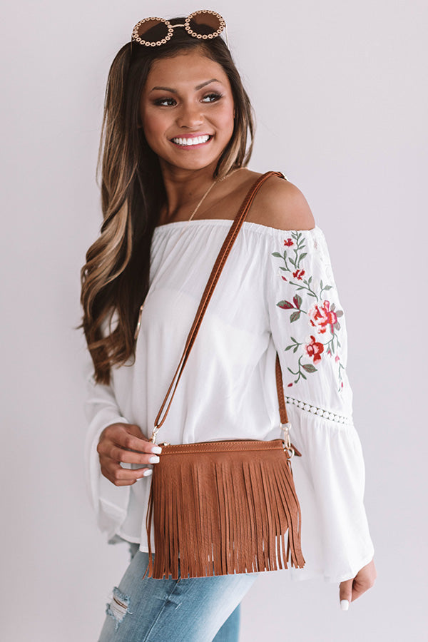 Right On Cue Fringe Purse In Brown