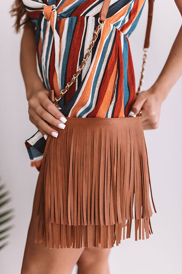 Right On Cue Fringe Crossbody In Brown Image - 2