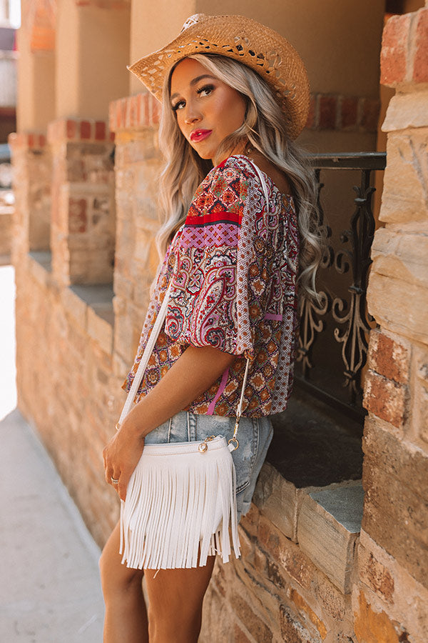 Right On Cue Fringe Purse In Ivory