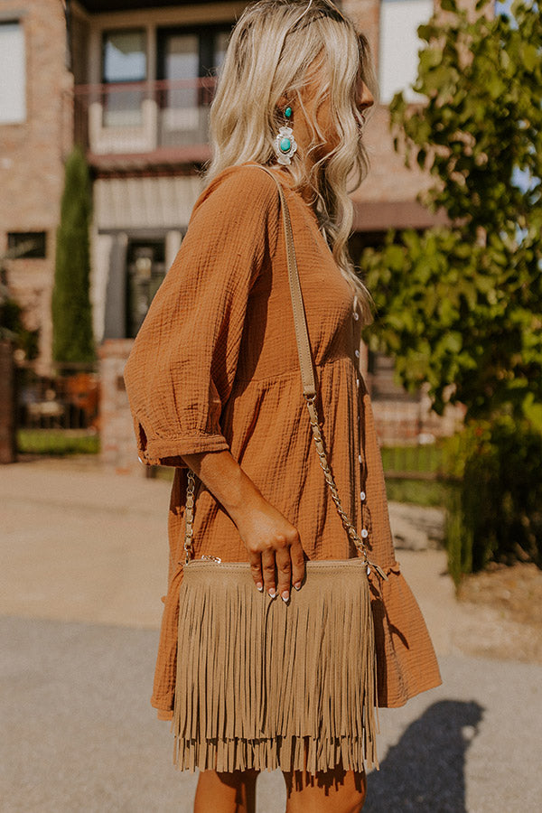 Right On Cue Fringe Crossbody In Iced Latte