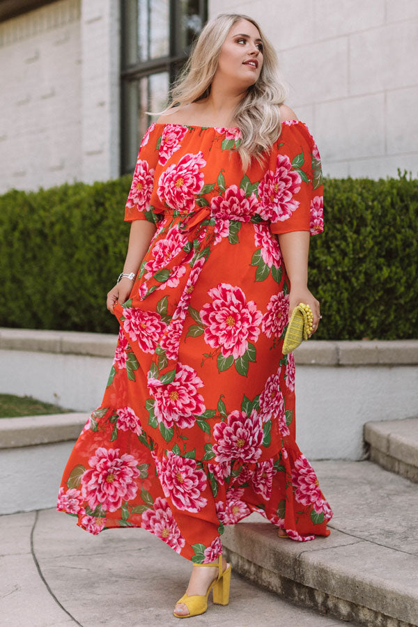 Aruba Romance Off Shoulder Maxi Dress Curves Image - 1